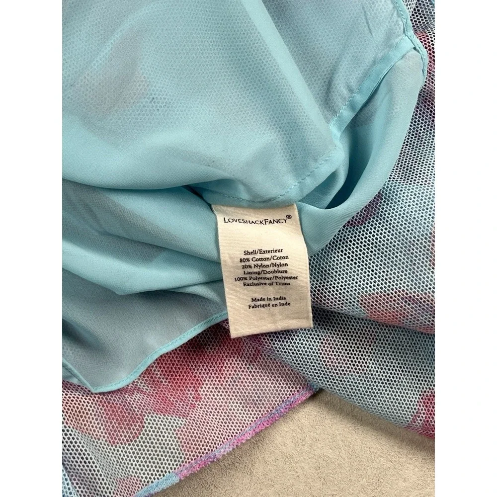 LoveShackFancy Blue And Pink Varsha‎ Mini Dress Sz 0 Ocean Reef Cocktail Party - Picture 4 of 8